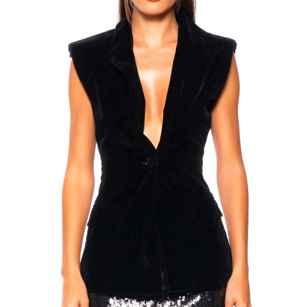Elaine after 6: Plunge Velvet Blazer Vest Large